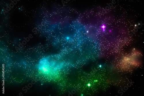 Dark Night Starry Sky Background.  Image created with Generative AI technology. © EwaStudio