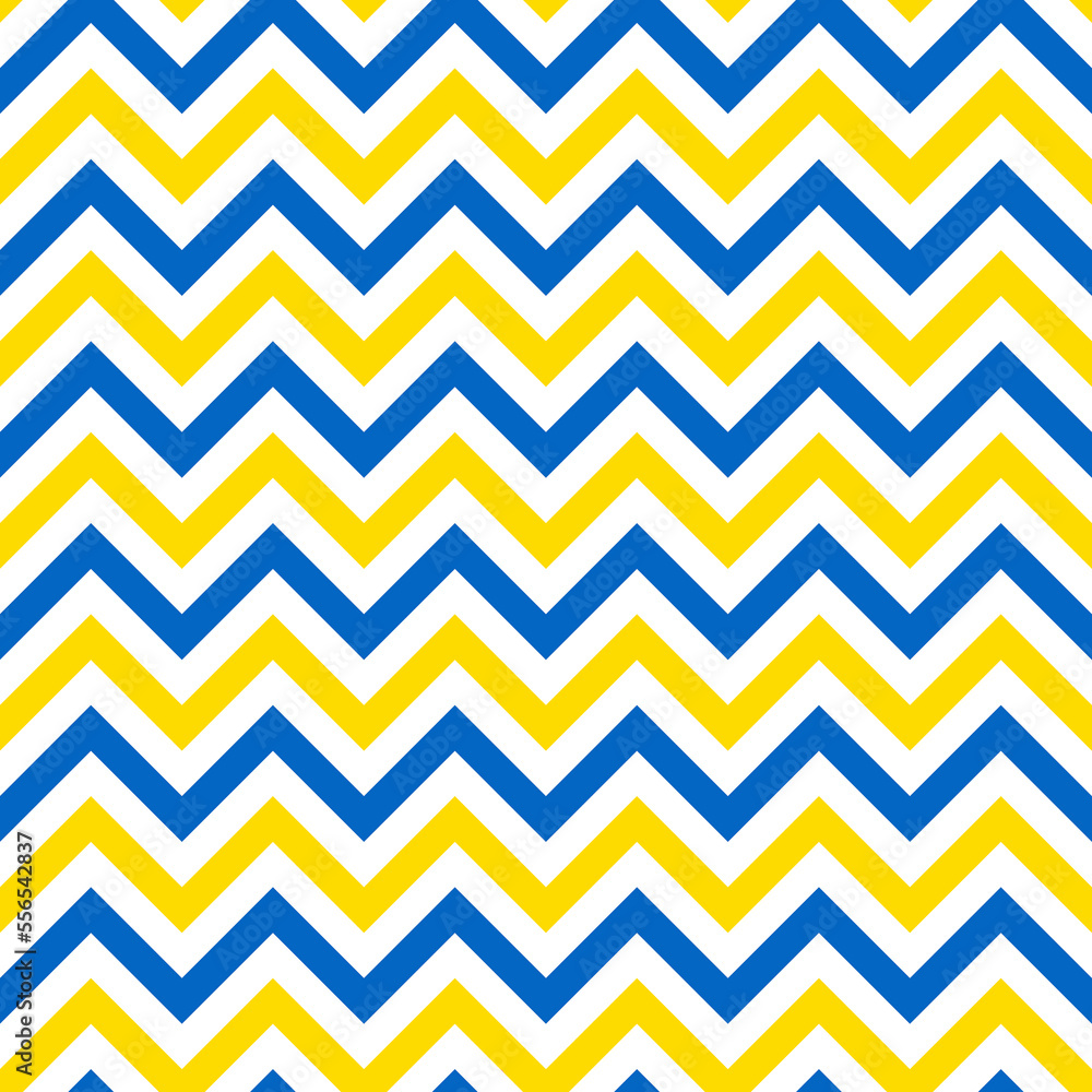Blue and yellow background chevron pattern seamless. Popular zig zag chevron pattern on white background Blue and yellow background chevron pattern seamless. Popular zig zag chevron pattern on white background