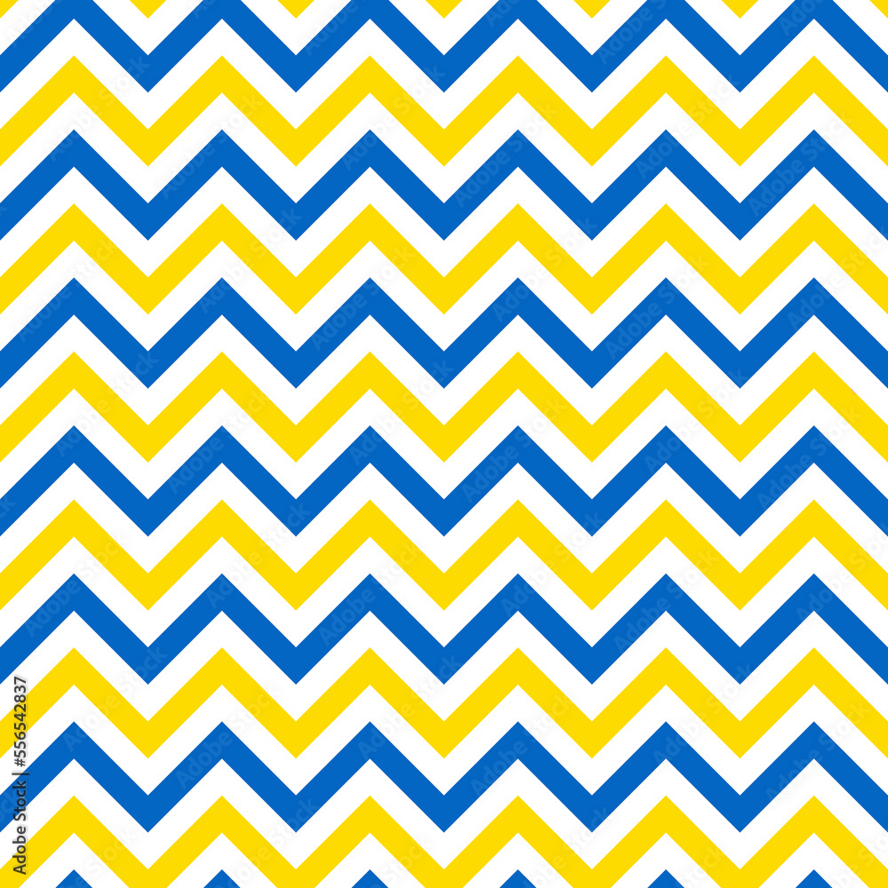 Blue and yellow background chevron pattern seamless. Popular zig zag chevron  pattern on white background	