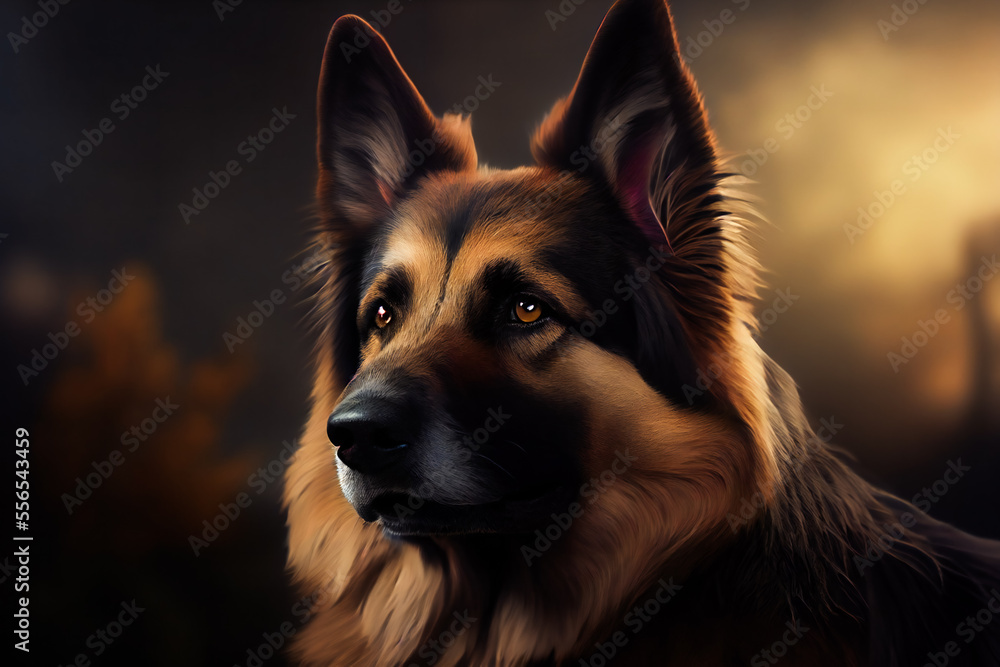 Purebred German Shepherd Dog. Generative AI. Purebred German Shepherd Dog. Generative AI.