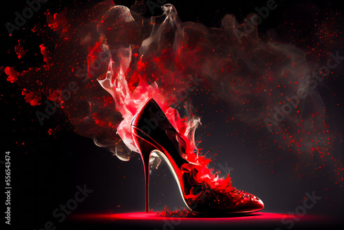 Canvas-taulu Red high heel shoes.  Generative AI.