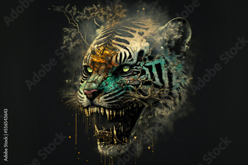 Tiger Skull. Image created with Generative AI technology.