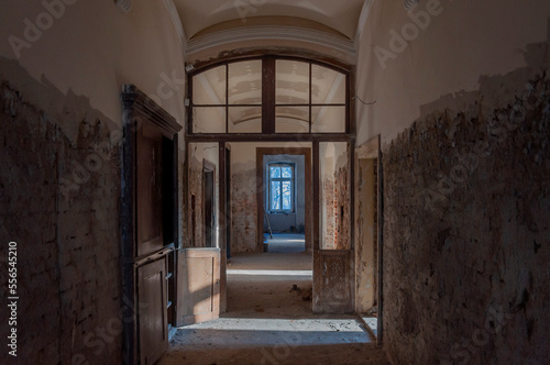 Interior of an abandoned old historic palace mansion in Poland in Central Europe © Arkadiusz