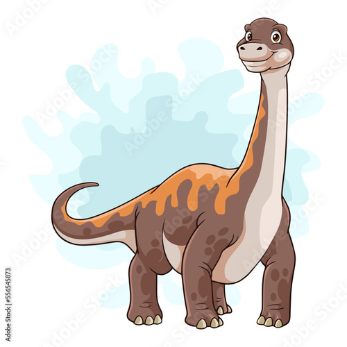 Cartoon funny Brontosaurus isolated on white background