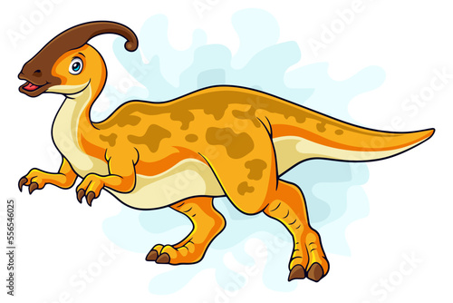Cartoon funny Parasaurolophus isolated on white background
