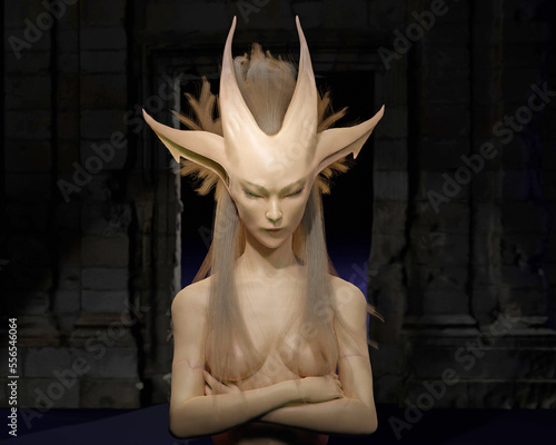 3d computer-rendered illustration of an attractive spirit elf