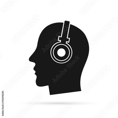 Fotomural Young man listening to music with headphones