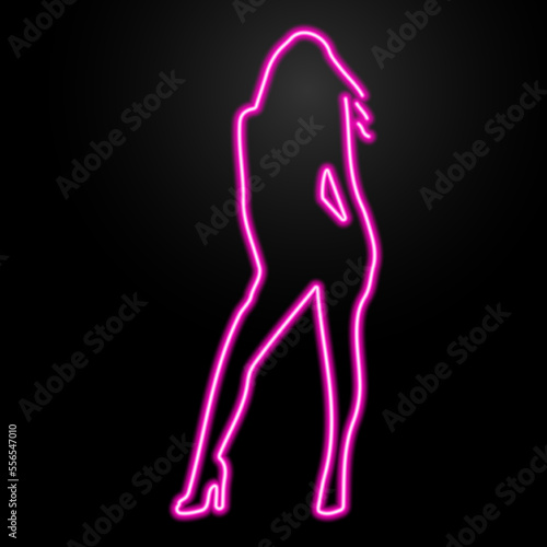 beauty girl neon sign, modern glowing banner design, colorful modern design trends on black background. Vector illustration.