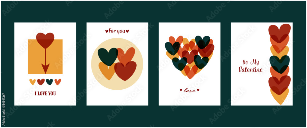 Set of vector cards for Valentine's day. 
