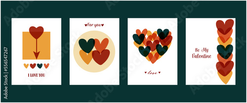 Set of vector cards for Valentine's day. 