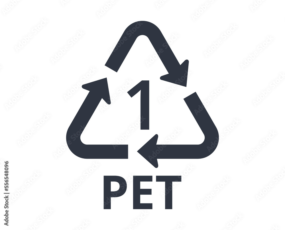 Isolated Recycle PET logo, number 1. Isolated Recycle PET logo, number 1.