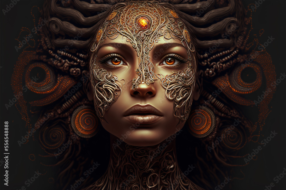 Spiritual goddess adorned in gold - Generative AI