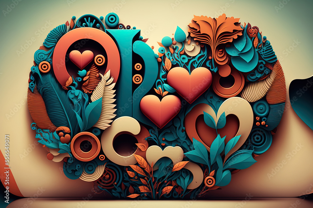 lovely day of love symbol wallpaper. Generative AI Stock Illustration