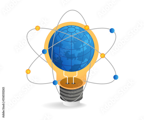 Flat isometric 3d illustration earth science concept idea