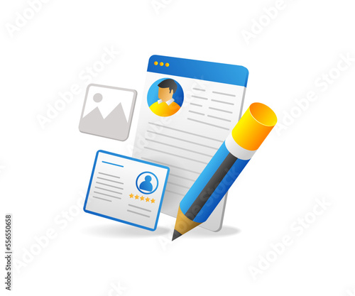 Flat isometric 3d illustration concept of creating personal data for registration