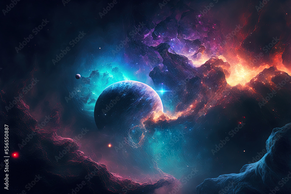 amazing, lovely, and gloomy wallpaper of space with stars. Generative AI amazing, lovely, and gloomy wallpaper of space with stars. Generative AI