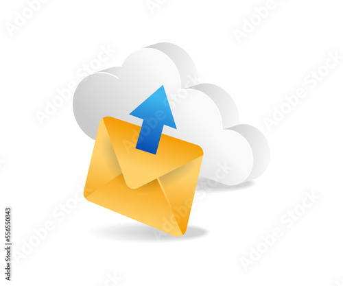 Free Download Flat isometric 3d illustration concept of sending email data to cloud server - GFXLoad