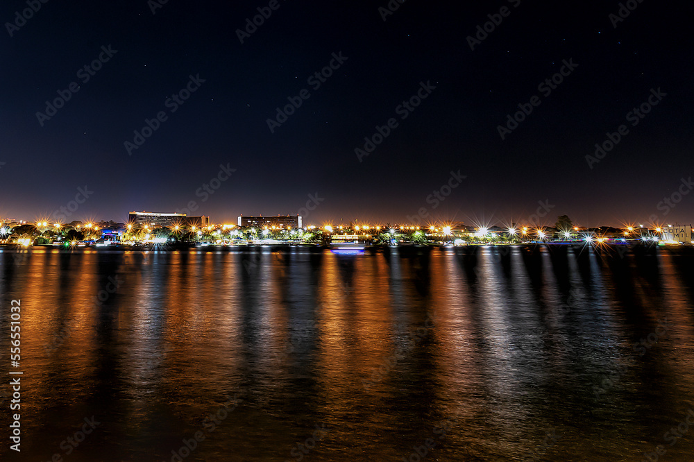 Night view of the Brasília, the capital of Brazil. Blue hour. Cityscape.