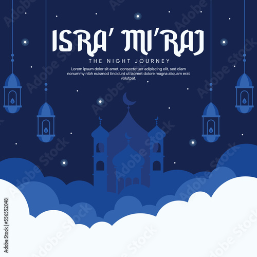 isra miraj banner illustration in flat design