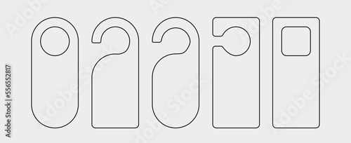  Empty label Hotel room door hanger. Do not disturb label. Isolated on white background. Vector illustration