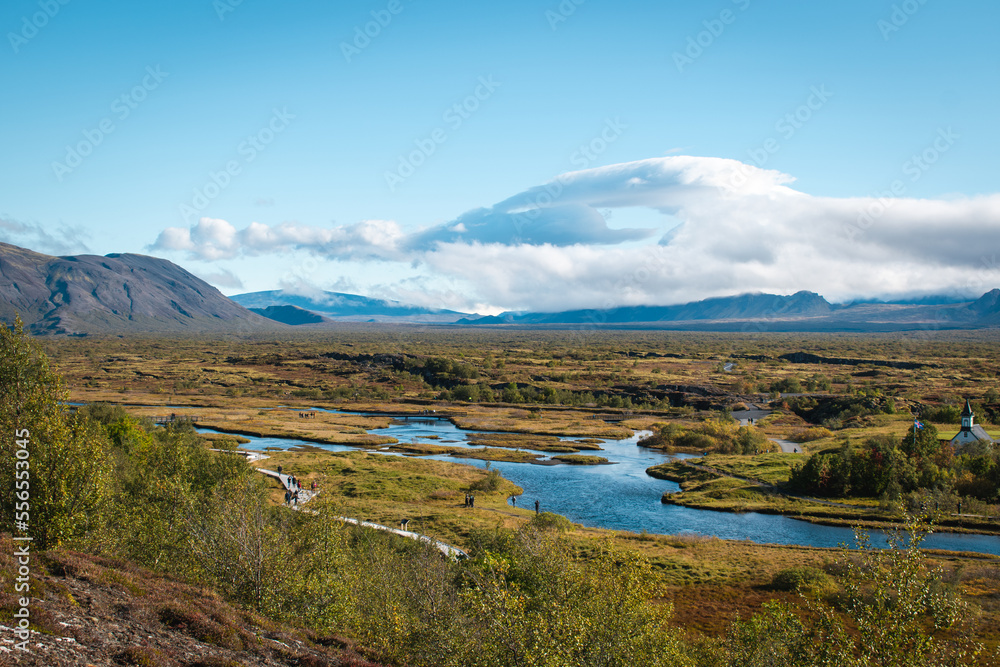 Þingvellir National Park on a sunny day, Iceland