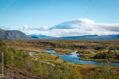 Þingvellir National Park on a sunny day, Iceland