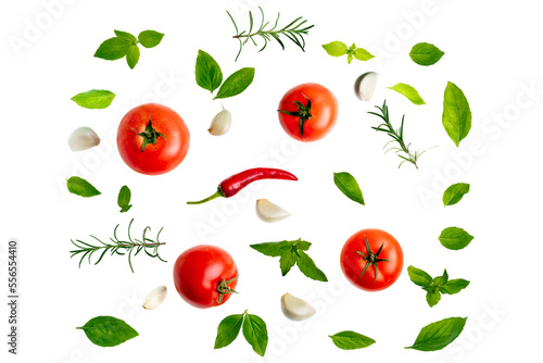 mozzarella, tomatoes and fresh basil ingredients for caprese salad