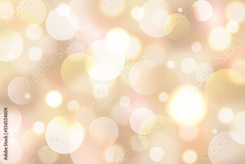Gold and beige bokeh background. Abstract blurred wallpaper. Golden light shining texture. Sparkle glitter backdrop. Luxury template for business website design. Banner social media advertising