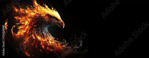 Generative AI illustration of phoenix fire bird