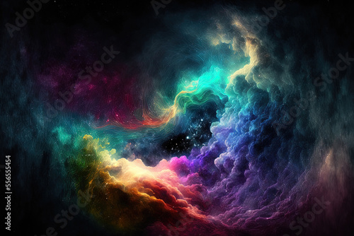 Background of a colorful galaxy created by hand. Generative AI