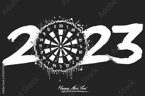 Happy New Year 2023 and dartboard