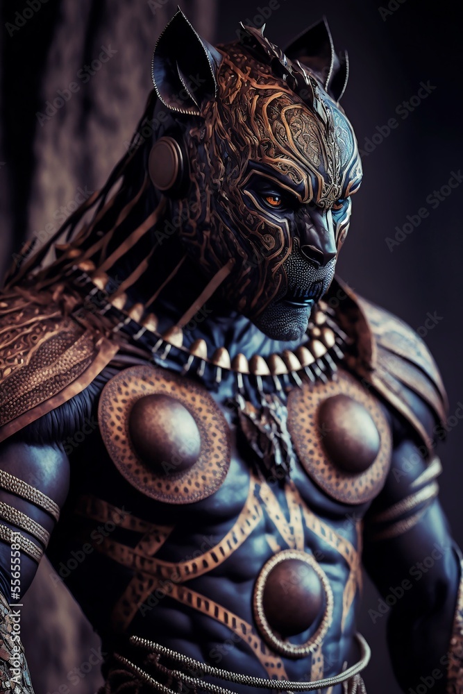 Ancient tribal panther warrior digital art Ancient tribal panther warrior digital art