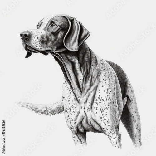 German short-haired pointer dog line art drawing illustration made with Generative AI