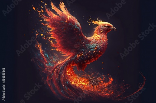 phoenix bird on fire digital art photo