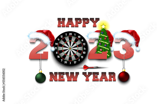 Happy New Year 2023 and dartboard