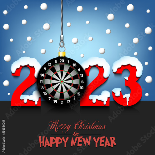 Happy New Year 2023 and dartboard