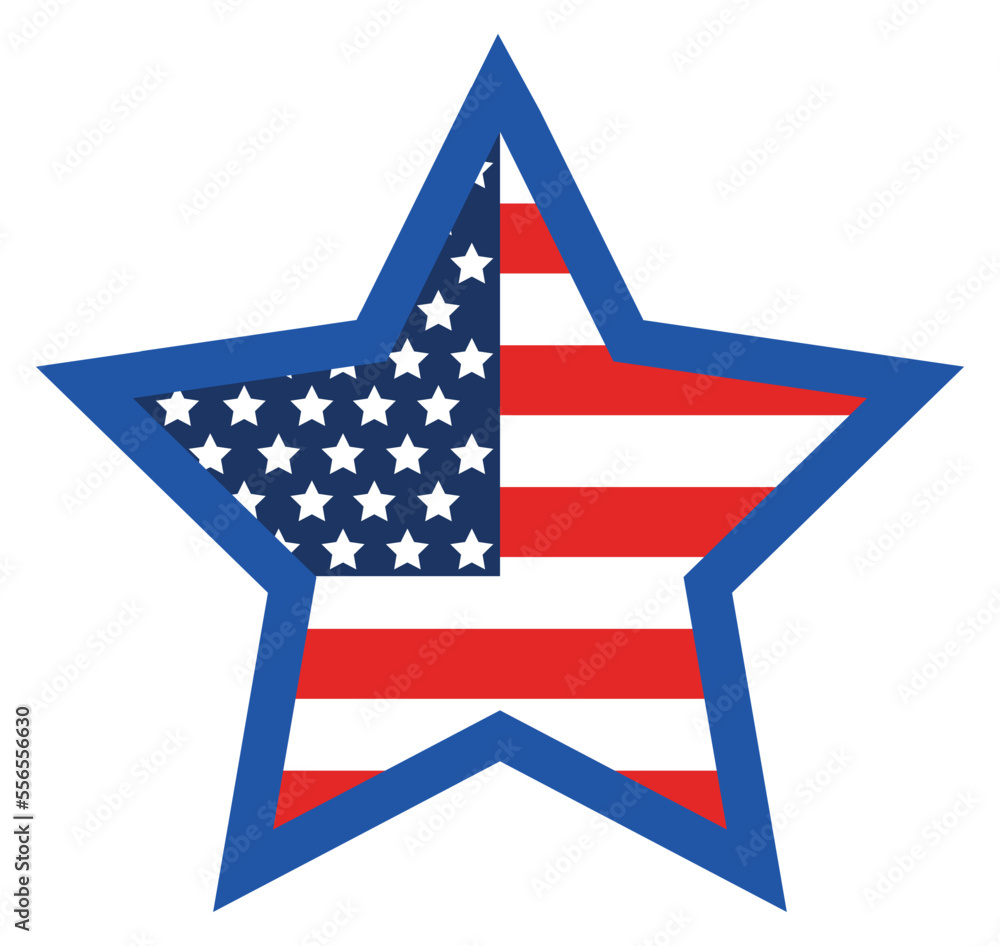 US flag in star US flag in star