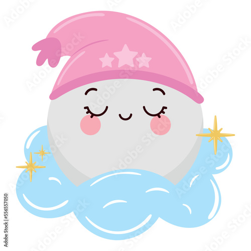cute moon with hat