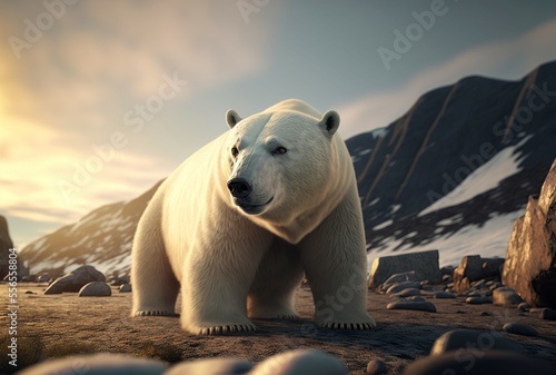 beautiful polar bear  3d illustration