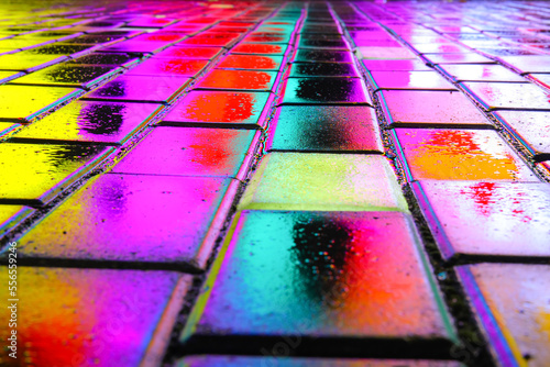 Different color wet tiles a...