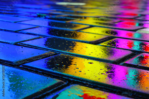 Different color wet tiles a...