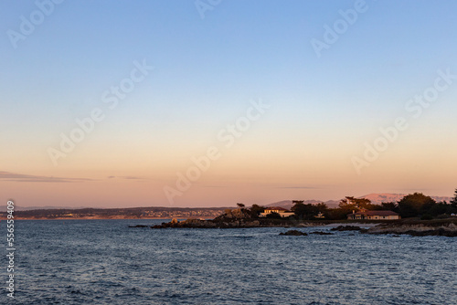 View on the ocean in the evening light