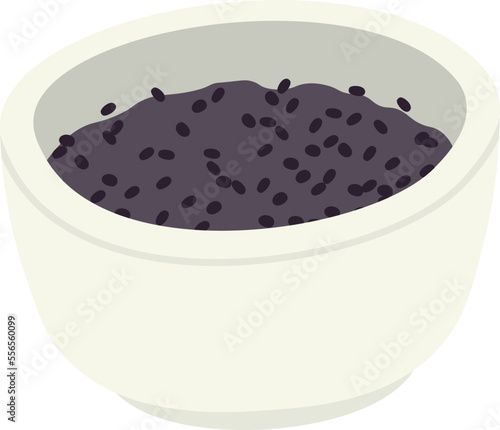 Chia seeds in bowl flat icon