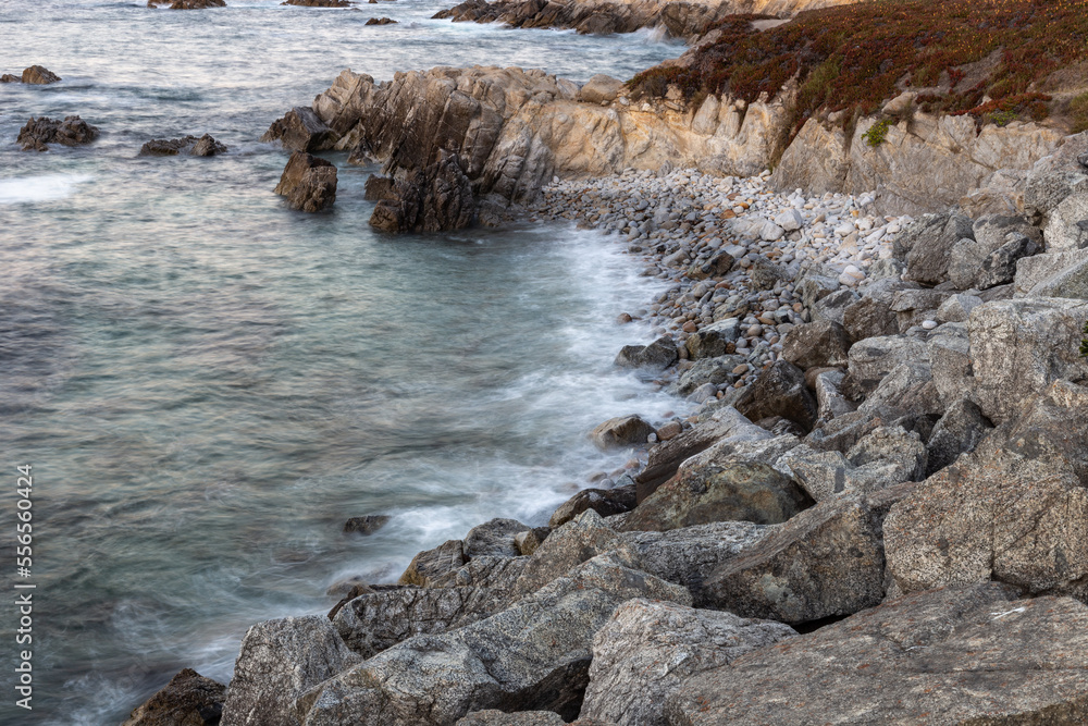 View on the ocean in the evening light