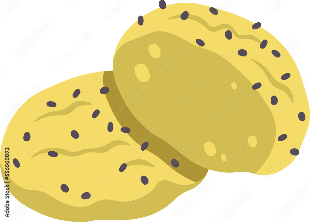 Tasty chia seeds cookies flat icon Tasty chia seeds cookies flat icon