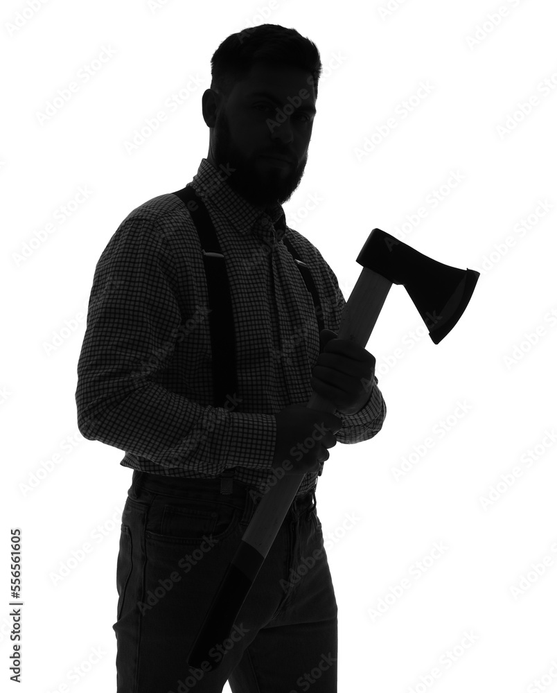 Ταπετσαρία Silhouette of young man with axe on white background
