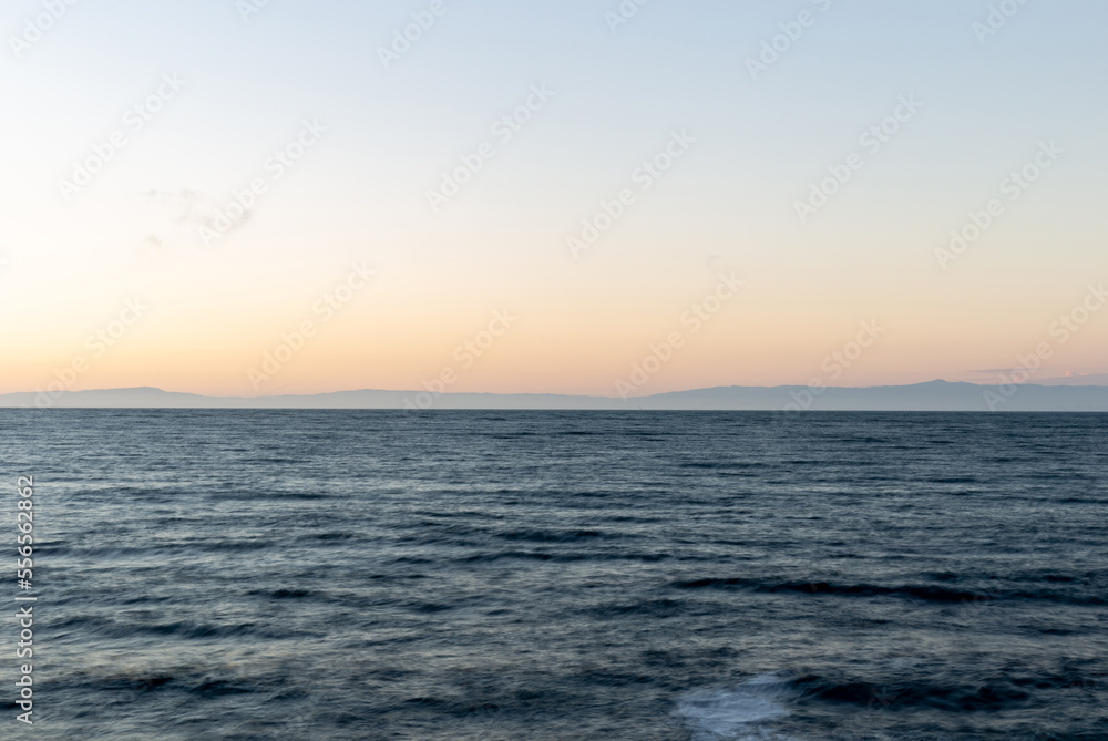 View on the ocean in the evening light