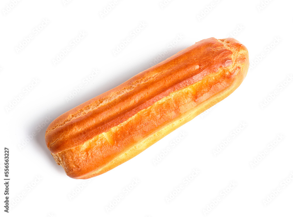Delicious sweet eclair isolated on white background Delicious sweet eclair isolated on white background