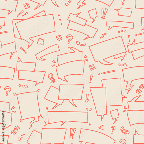 doodle outline cartoon bubble speak seamless pattern background backdrop