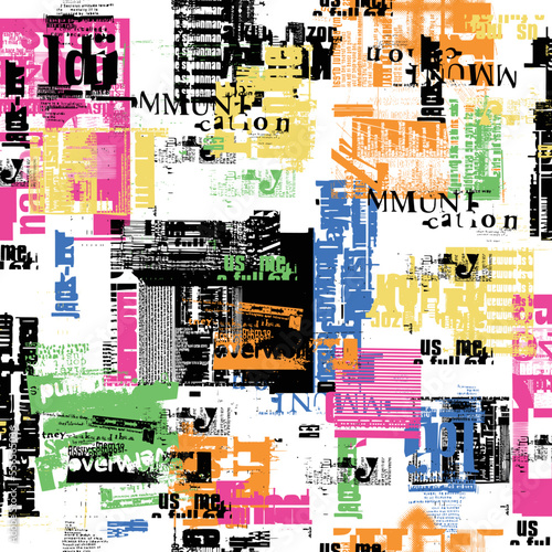 Abstract pattern composed of blurred logotypes,
